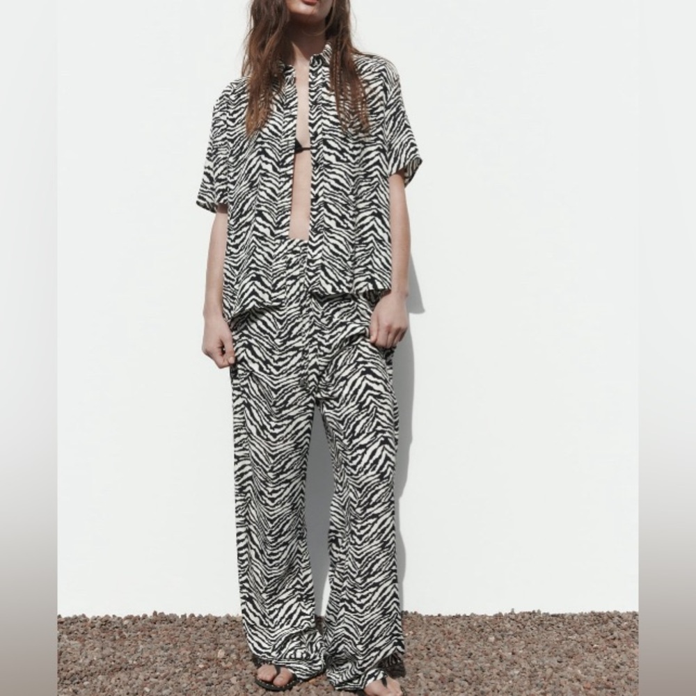 Zara animal print 2 piece pant set